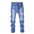thumbnail image 2 of MKOSPLRT Boy's Skinny Fit Ripped Destroyed Distressed Stretch Slim Jeans Pants Elastic Waist Wash Denim Pants with Pocket 4-14Y, 2 of 3