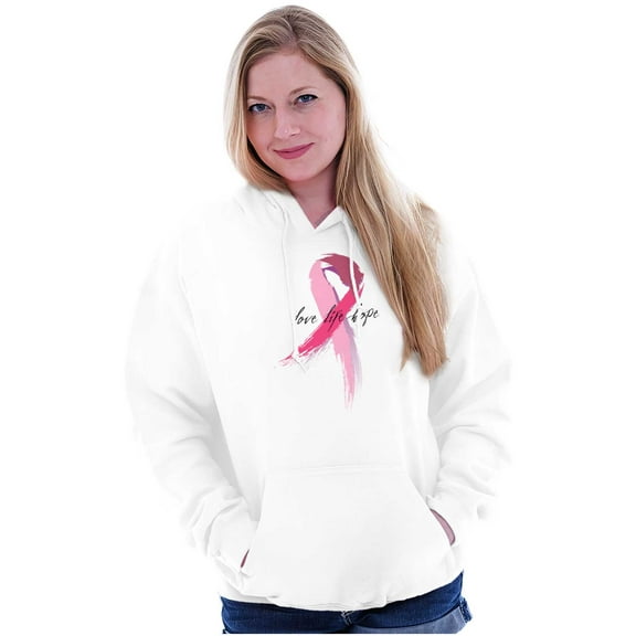 Love Life Hope Breast Cancer Aware Hoodie Sweatshirt Women Brisco Brands S