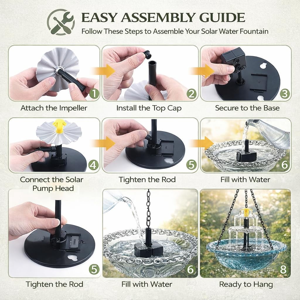 Solar Cascad Hanging Bird Bath Fountain, Powered Cascading Bath, Outdoor Fountains, with Fountain (Blue) Blue