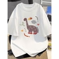 thumbnail image 1 of Cute Dinosaur Print Cotton Tee - Soft & Lightweight, Breathable Summer T-Shirt with Round Neckline, Machine Washable - White, 1 of 7