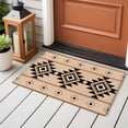 thumbnail image 4 of 2x3 Ft Entryway Area Rug, Brown Black Boho Kitchen Rug Runner Washable Floor Mat, Country Aztec Southwest Geometric Non Slip Indoor Door Mat Throw Carpet for Bathroom Living Room Bedroom, 4 of 8