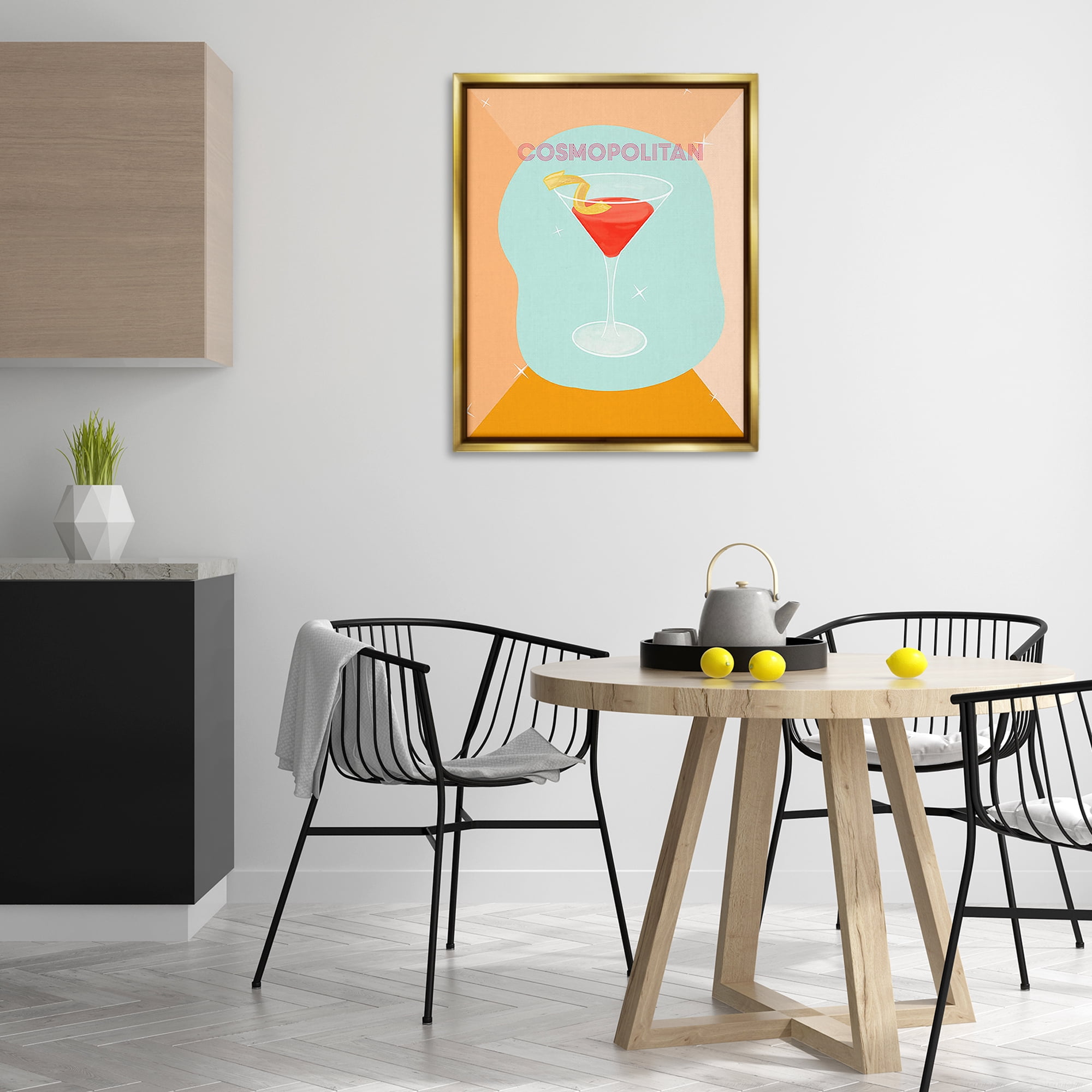 Stupell Industries Modern Cosmopolitan Drink Food & Beverage Painting Gold Floater Framed Canvas Art Print Wall Art, 25 x 31