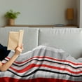 thumbnail image 3 of Vintage Soft Flannel Fleece Throw Blanket, Stripes in Different Sizes Retro Style Abstract Lines Old Fashioned, Cozy Plush for Indoor and Outdoor Use, 50" x 60", Vermilion Pale Grey, by Ambesonne, 3 of 5