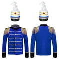 thumbnail image 1 of Aislor Kids Boys Drum Trumpet Team Honor Guard Uniform Tassels Adorned Blazers Tops with Hat 4-16 Royal Blue 8, 1 of 7