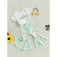 thumbnail image 3 of Coduop Newborn Baby Girls 3Pcs Outfit Set,Short Sleeve Romper and Pants 3 Piece Clothes Set, 3 of 9