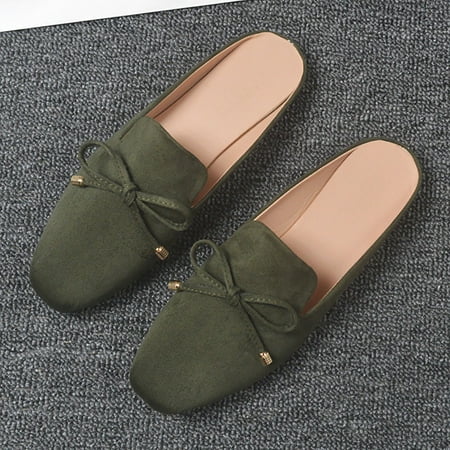

ZTTD Women s New Suede Flat Shoes In Spring and Summer Bowknot Fashion Sandals