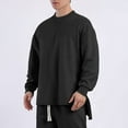 thumbnail image 7 of YUGYXL Mens Oversized Sweatshirts Lightweight Casual Crew Neck Long Sleeve Tunic Top Side Slit High-Low Hem Soft Pullover Black M, 7 of 7