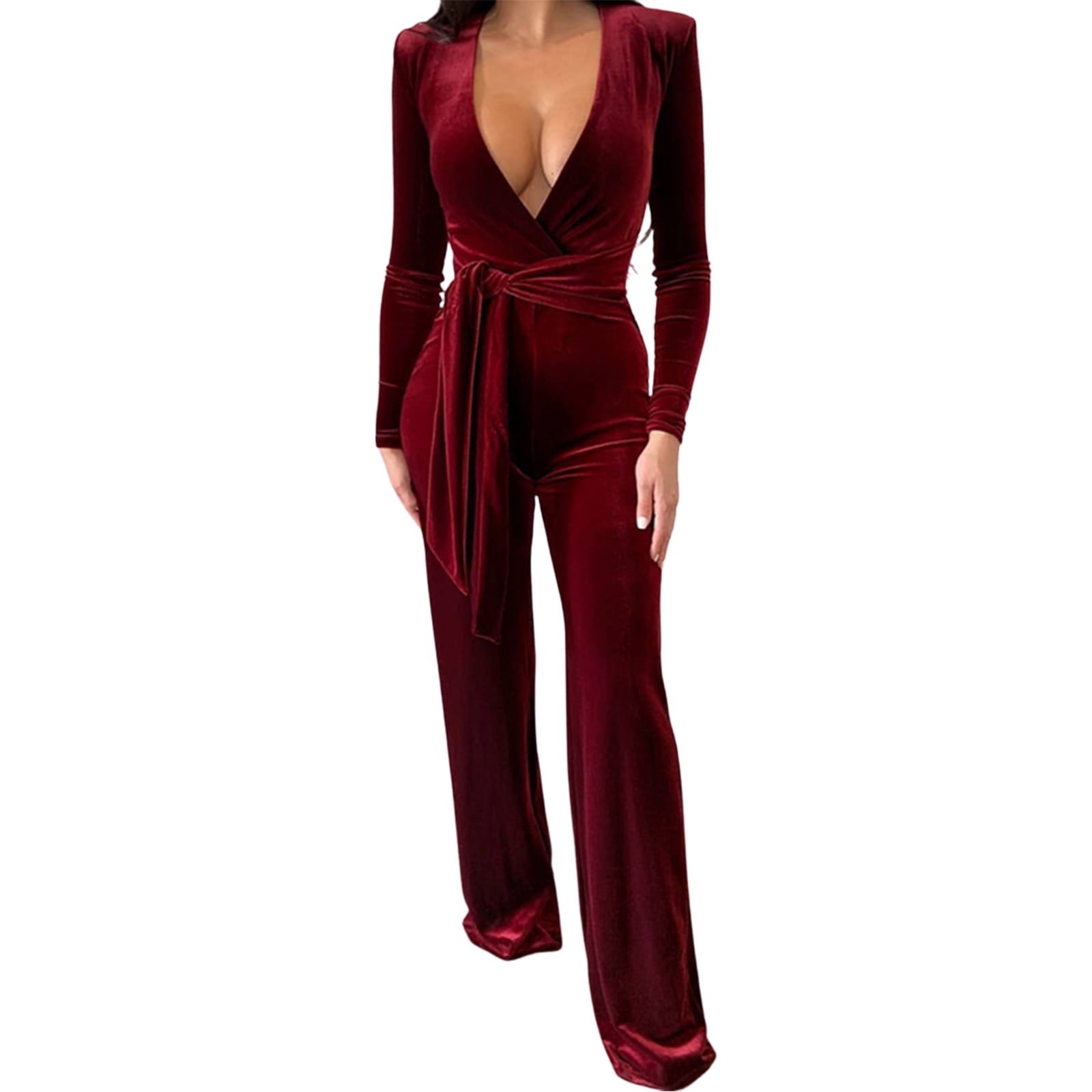 Women Sexy Deep V Neck Jumpsuit Romper 