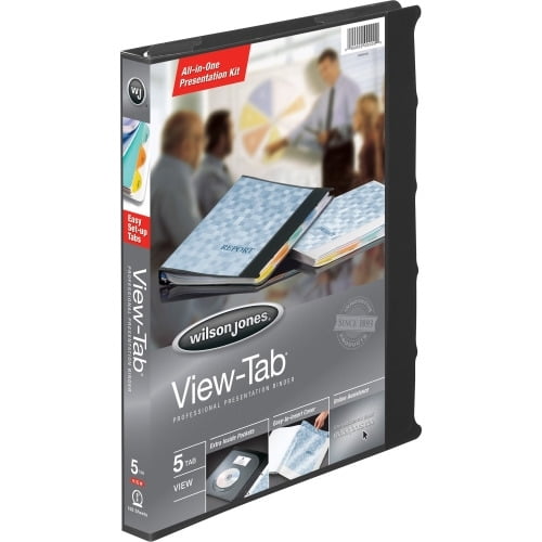 Wilson Jones View-Tab Presentation Binder, 5 Tab, Round Ring, 5/8 5/8' Binder Capacity - Letter - 8 1/2' x 11' Sheet Size - 125 Sheet Capacity - Round Ring Fastener(s) - 1 Internal Pocket(s) - 5 D