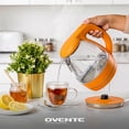 thumbnail image 3 of OVENTE 1.5L Glass Electric Kettle Water Boiler, Orange KG83O, Fast Boiling, Borosilicate Glass, BPA-Free, Blue LED, Auto Shut-Off, Boil-Dry Protection, Removable Filter, 360° Base, 1100W, 3 of 8