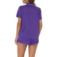 thumbnail image 3 of INSPIRAR CHIC Conjuntos de Pijamas de Satén para Mujeres Ropa de Noche Pijamas Tops con Pantalones Cortos Conjuntos de Lounge S Púrpura, 3 of 6