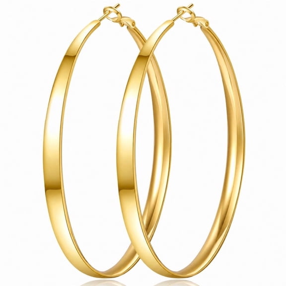 YOUNGYUE Gold Hoop Earrings for Women, 30-70mm 14K Gold Plated Big Hoops, Hypoallergenic Lightweight