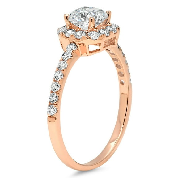 0.89 ct Princess Cut Simulated Diamond Halo Engagement Ring for Women in 18K Rose Gold