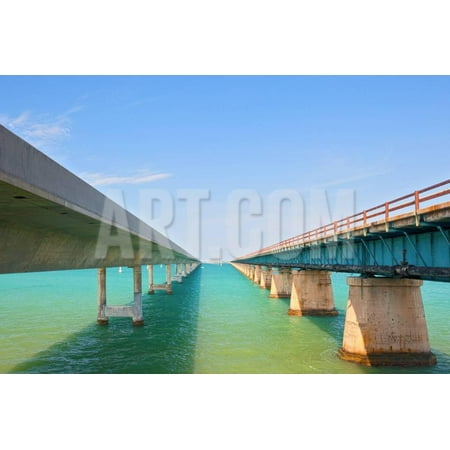 Bridges Going to Infinity. Seven Mile Bridge in Key West Florida Print Wall Art By