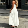 thumbnail image 4 of IUYRTFE Women's Strapless Ruched Waist Maxi Dress Solid Color A Line Long Casual Summer Gown, 4 of 6
