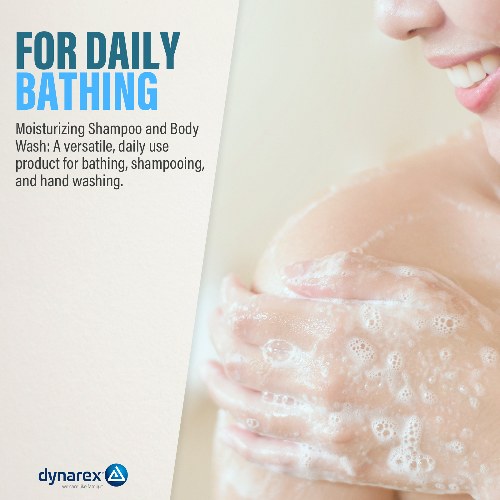 Dynarex Shampoo and Body Wash - Moisturizing All-in-One Cleanser for Skin & Hair - Mild Formula for Sensitive Skin - Tropical Scent - 8oz, 48 Bottles per Case