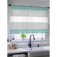 thumbnail image 5 of Sheer Curtains 45 Inch Length 2 Panels Set for Kitchen, Turquoise Grey Stripe Semi Sheer Curtains for Windows, Modern Art Horizontal Striped Voile Window Treatments Rod Pocket Curtain, 5 of 7