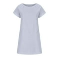 thumbnail image 5 of Summer Savings Clearance 2024! TAGOLD Womens Summer Dresses, Women's Fashion Casual Summer Solid Color Round Neck Short Sleeve Dress Gray XL, 5 of 7