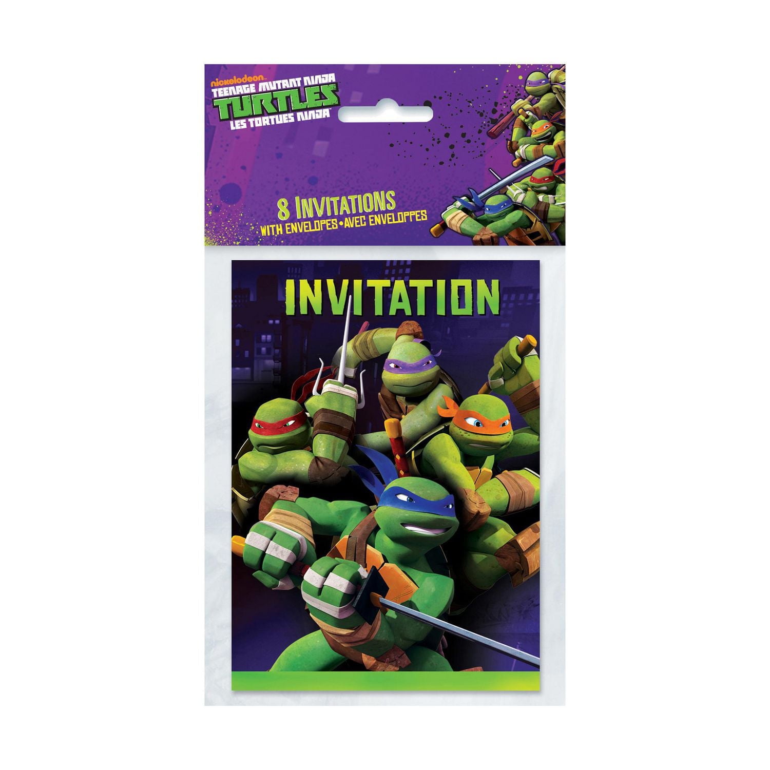 8 TEENAGE MUTANT NINJA TURTLES Invitations with Envelopes