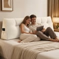 thumbnail image 6 of Triangular Headboard Pillow for Twin Dorm Bed, Wedge Backrest Bolster Cushion 31.5x19.6x7.8 Inch with Side Pockets, Long Back Support Pillow for Sitting in Bed Reading College Dorm, 6 of 6