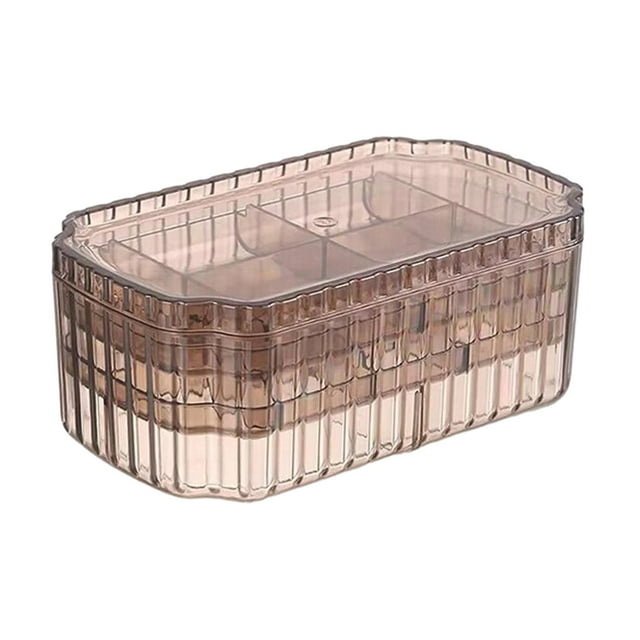 Caja de almacenamiento de joyas, bandeja para pendientes, organizador de joyas de 3 capas con múltiples rejillas, multifuncional, gran capacidad para Marrón Yinane Bandeja de almacenamiento de joyas