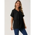 thumbnail image 2 of DARING DIVA Women's Babydoll Casual V Neck Short Sleeve Peplum Blouse S Black, 2 of 6