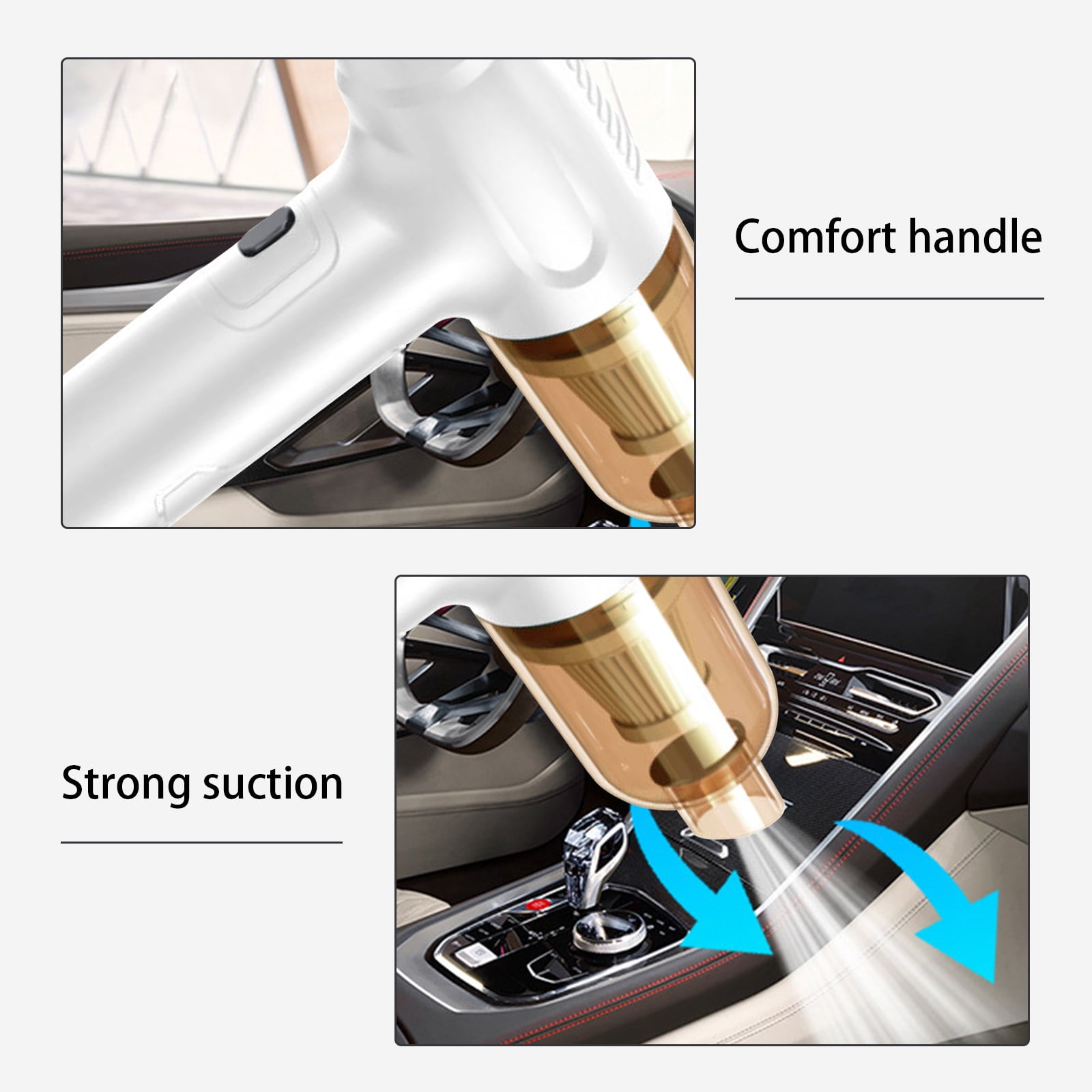 WWV 3-in-1 Cordless Vacuum Blower Compressed Air Duster for PC Keyboard Car Cleaning 6000mAh Battery 2 Modes USB Charging White Black