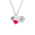 thumbnail image 2 of Delight Jewelry Silvertone Capital Letter - V - Pebble Disc - Hot Pink Heart Nurse Strong Zoe Necklace, 2 of 4