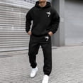thumbnail image 4 of Men's Suits Product Title for Men Casual Solid Two Piece Hooded Sports Set with Raglan Sleeve Drawstring Pant Set, 4 of 5