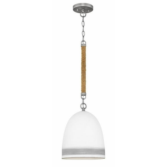 1 Light Small Pendant in Traditional-Coastal Style 10 inches Wide By 21.75 inches High-Antique Nickel/Grey Stripe Finish Bailey Street Home