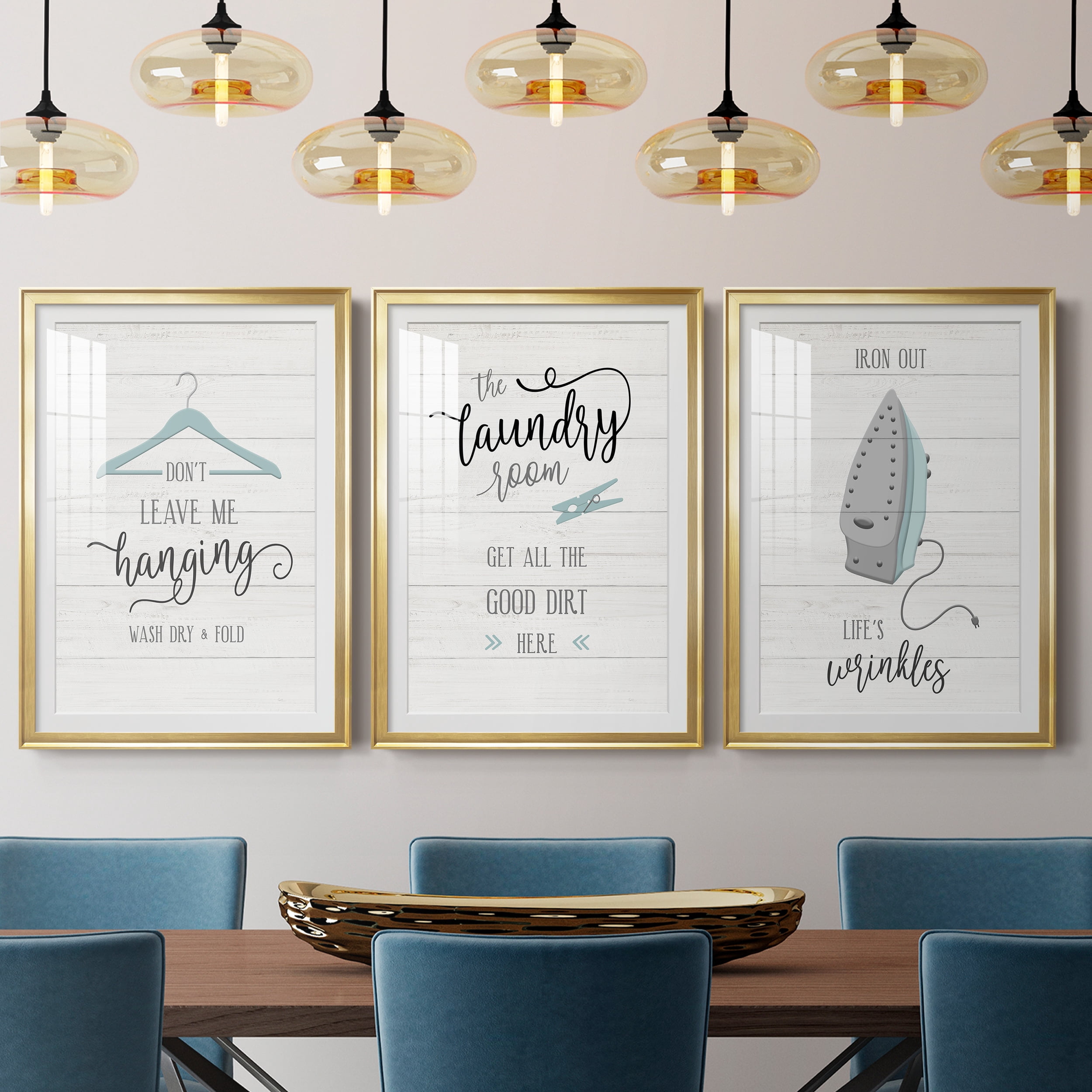 Don't Leave Premium Framed Prints Set of 3 - Ready to Hang - 26.5 x 36.5 Each - Gold Frame