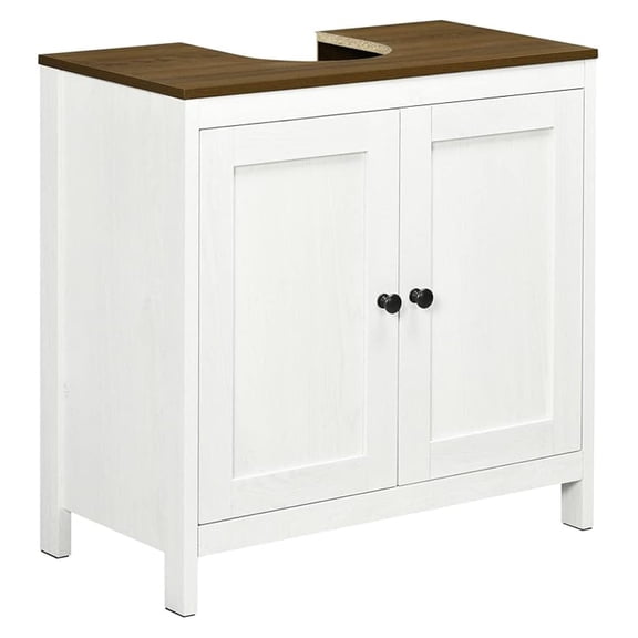 Modern Bathroom Sink Cabinet, Floor Standing Under Sink Cabinet, Freestanding Storage Cupboard with Adjustable Shelf, Double Doors, Antique White