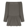 thumbnail image 6 of XUNKUSGA Cotton Linen Womens Tops Loose Cute Babydoll 3/4 Length Sleeve Ruffle Hem Womens Tops Casual Soild Color Boho Peplum Tops for Women,Gray,2XL, 6 of 10