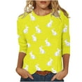 thumbnail image 2 of Cavosen Happy Easter Dressy Tops for Women 3/4 Sleeve Summer Plus Size Bunny Print Pullover Shirts Crewneck Holiday Blouse Vacation Festival T Shirts Casual Tees Yellow 5XL, 2 of 5