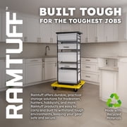 Ramtuff 4 Pack Stackable Storage Container and 4 Pack Connectable Moving Dolly