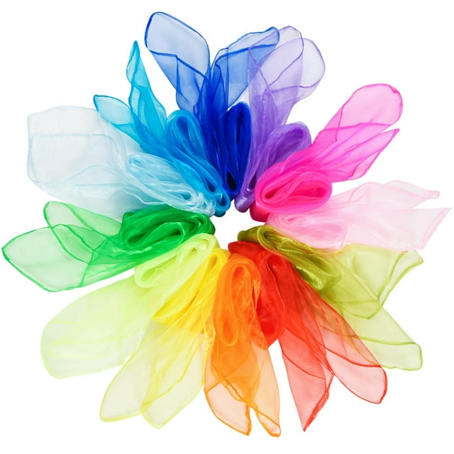 Pañuelos Jmkcoz de seda para hacer malabares, 12 unidades, 60 x 60 cm, 12 colores