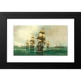 thumbnail image 2 of Cheri Francois Dubreuil 14x10 Black Modern Framed Museum Art Print Titled - A Fleet Parade of American-French Ships, in the Background a Harbour Exit (1875), 2 of 5