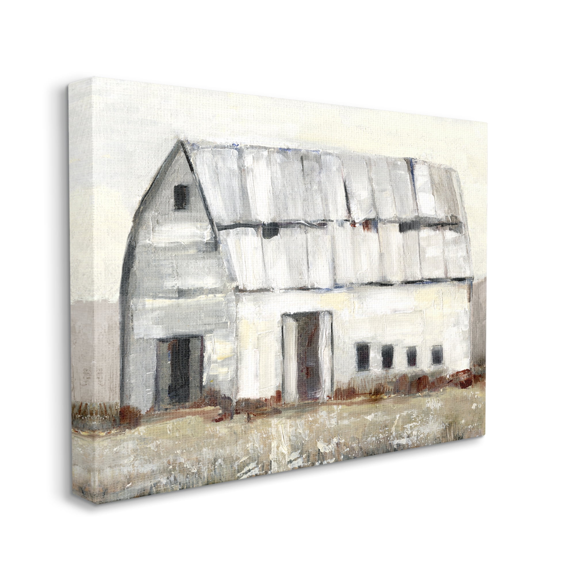 Stupell Industries Rustic White Barn Among Countryside Nature Grasses Painting Gallery Wrapped Canvas Print Wall Art, Design by Sally Swatland