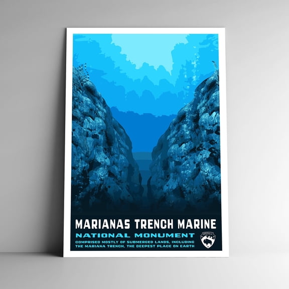 Marianas Trench Marine National Monument VIntage Travel Poster / Postcard WPA Style