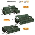 thumbnail image 5 of 101” Detachable Mattress Sleeper Sofa with Pull-Out Mattress - L-Shaped Design, Adjustable Backrest + Reversible Storage Chaise, USB Ports/Cup Holders, Quick Assembly, Soft Green Corduroy, 5 of 10