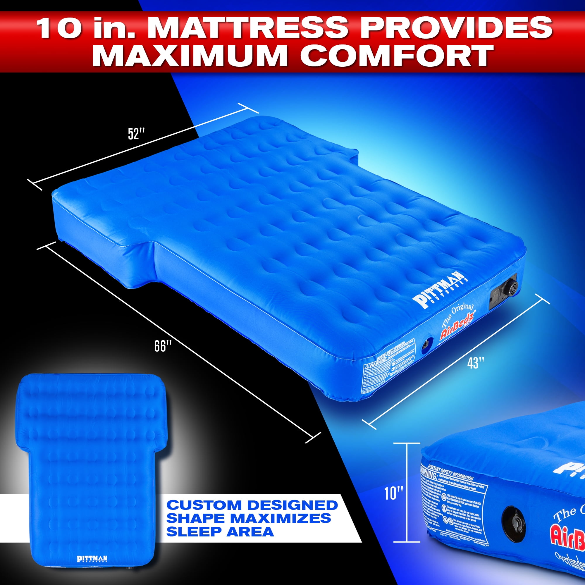 AirBedz PPI-BLU XUV by Pittman Outdoors Air Bed Mattress for Jeep, SUV & Crossovers with Rear Seats Down