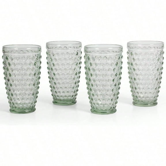Chauncey 4Pack 14.3 oz Hobnail Handmade Glass Tumbler Green