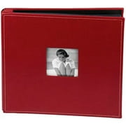 Making Memories 12" x 12" Leather Postbound Album with Window, Apple Rred