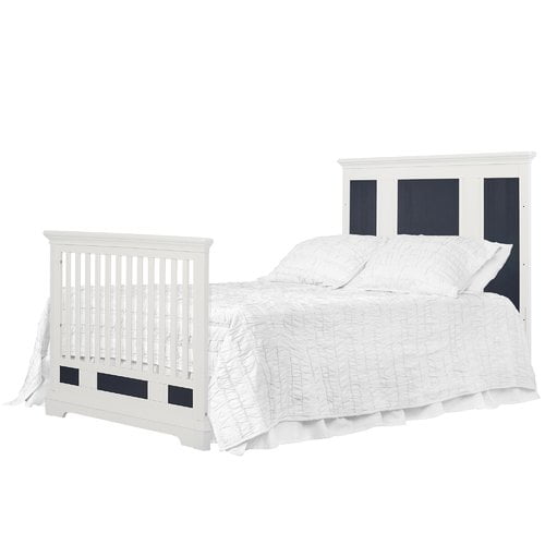 Evolur Parker 5 In 1 Convertible Crib In White And Distressed Navy