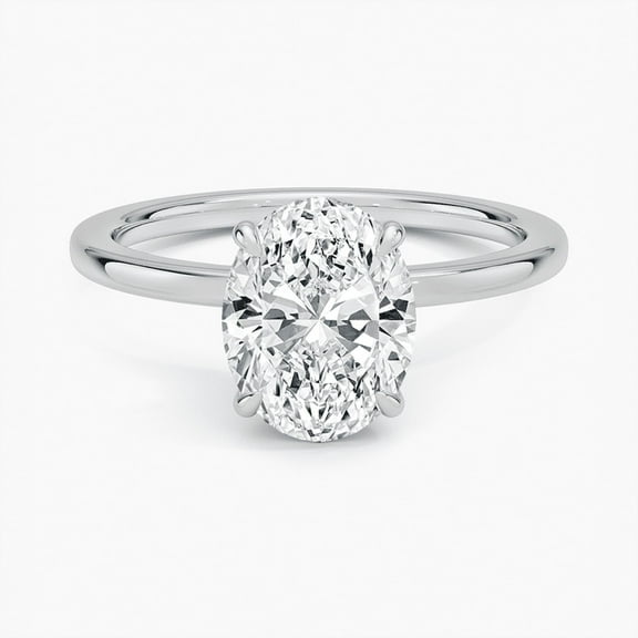 Empire Jewel Oval Cut 2 Ct VVS1/D Simulated Lab Diamond Ring - 14K White Gold Plated Criss Cross Band - Wedding Engagement Ring - Party Wear Diamond Jewelry