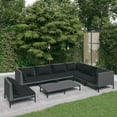 thumbnail image 1 of vidaXL 8 Piece Garden Lounge Set with Cushions Poly Rattan Dark Grey, 1 of 5