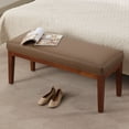 thumbnail image 6 of 43'' Upholstered Faux Leather Bench, Modern Accent Ottoman Bench for Bedroom, Living Room, Dinning Room, Hallway, Brown, 6 of 8