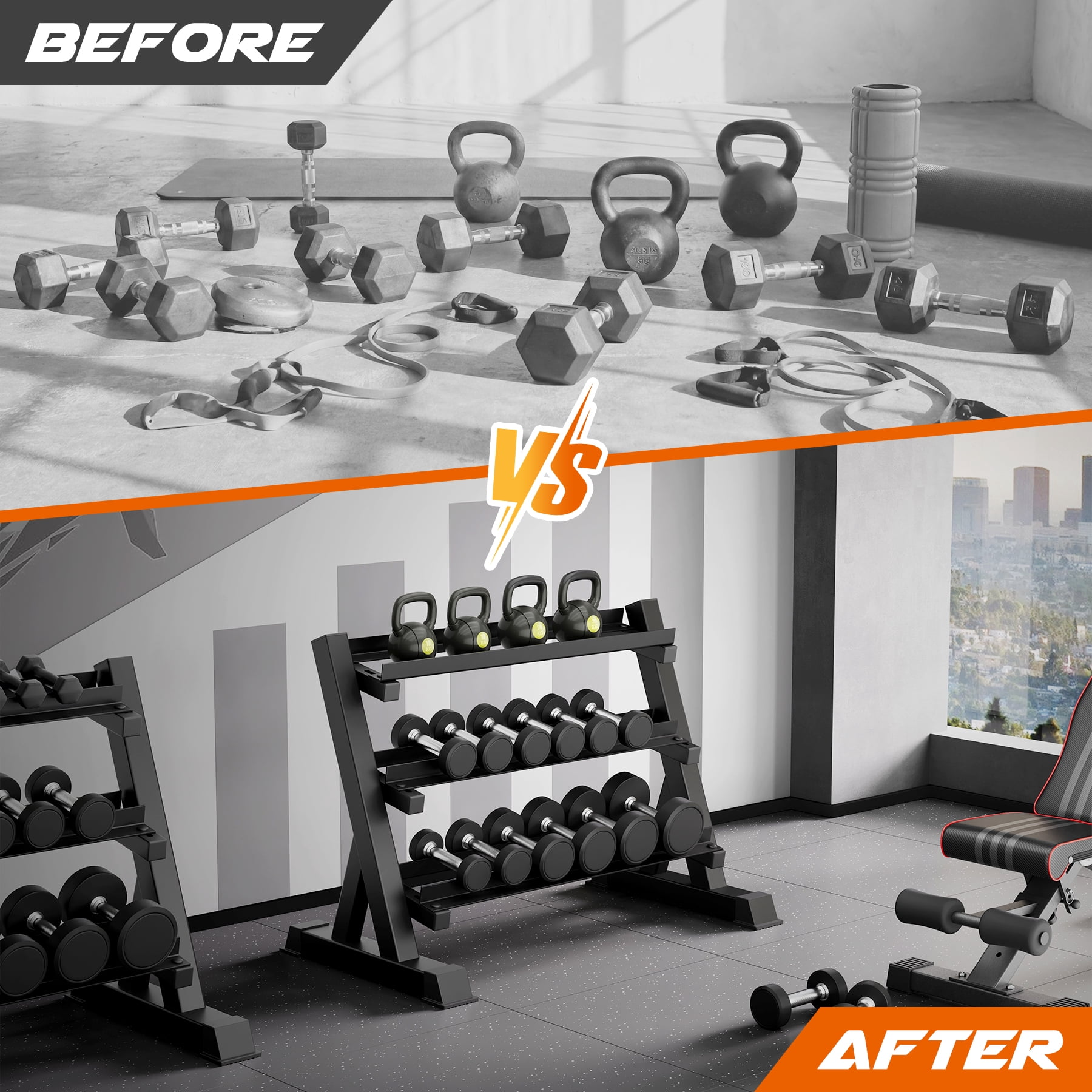 Dumbbell Rack, Dprodo Adjustable Dumbbells Storage Rack 3 Tier Hex 1100lb Weights Rack Holder Home Gym Storage Organizer