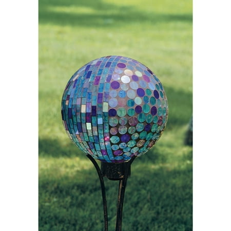 Carson Home Accents Art Glass Garden 10-inch Aqua Iridescence Hand-painted Mosaic Glass Gazing Ball