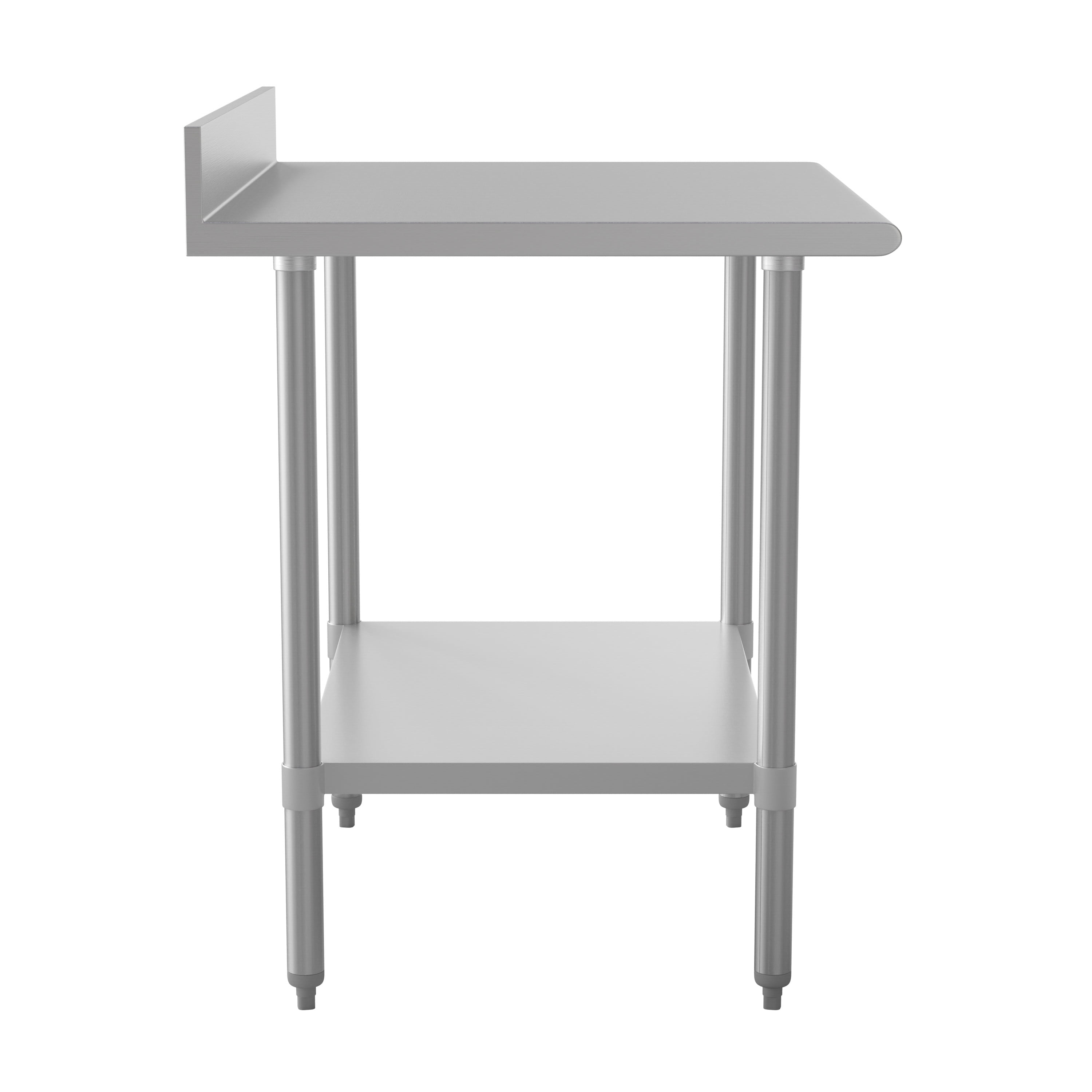 BizChair 30" x 36" Adjustable Shelf Stainless Steel General Purpose Table with 4" Backsplash